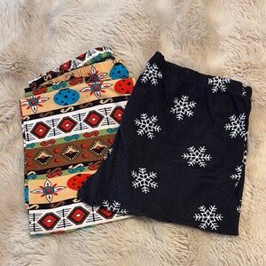 Colorful Patterned and Snowflake Pajama Pants stretch leggings